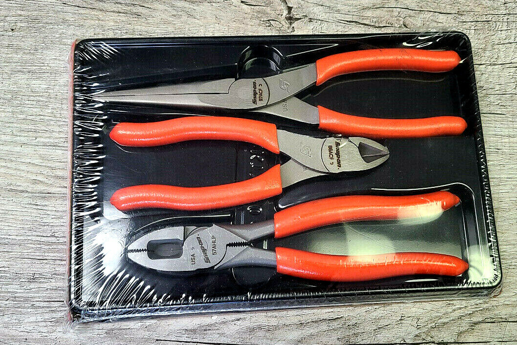 Snap-On ™ Tools 3 Piece Pliers Orange PLR300O New Sealed 57AHLPO 86ACFO 97ACFO