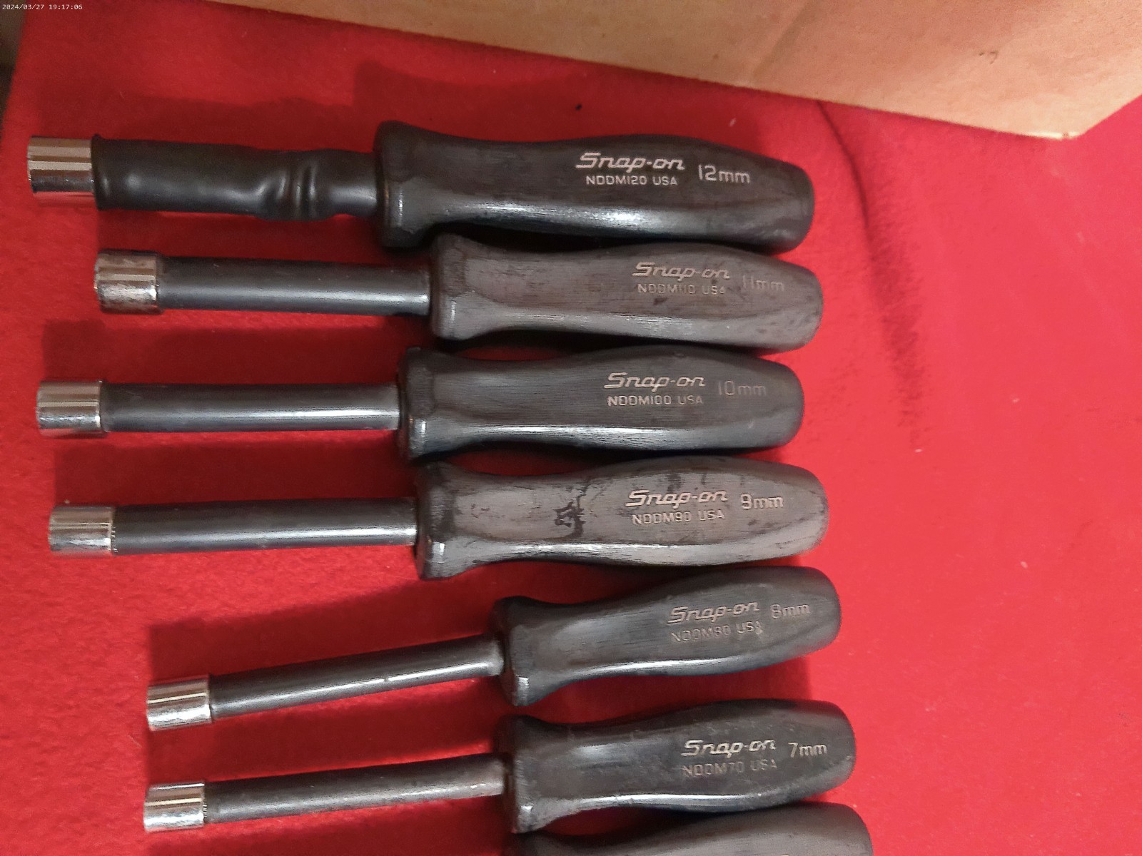 Snap-On 7pc metric Nut Driver Set NDD 12 11 10 9 8 7 6mm Hard Handle USA Made