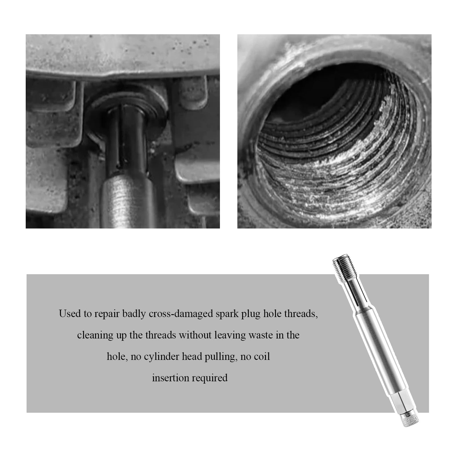 14mm Back Tap Spark Plug Thread Repair Tool, M14x1.25 Thread Chase Tap for Re…