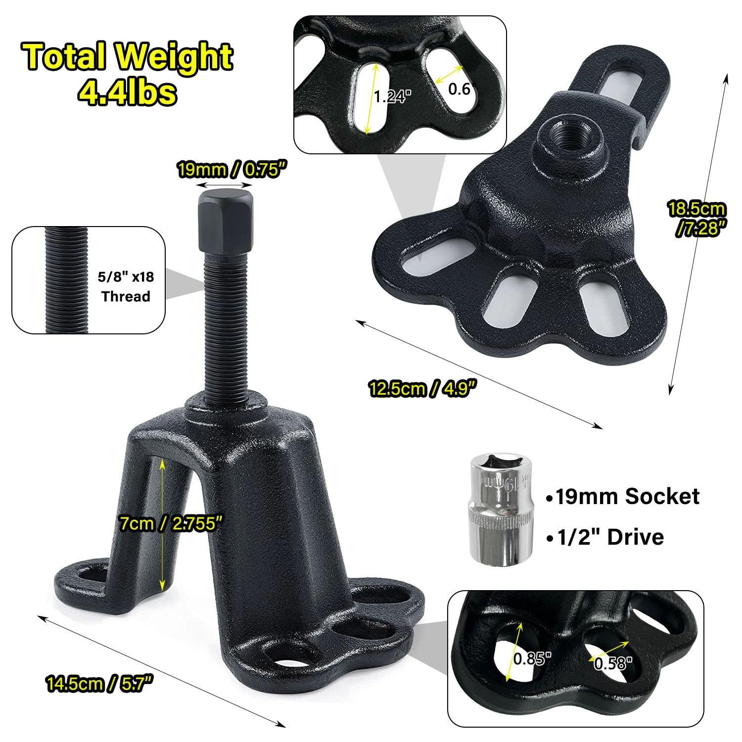 Universal Front Wheel Bearing Puller(Max 4-5/8″) & Rear Axle 5/8″ *18