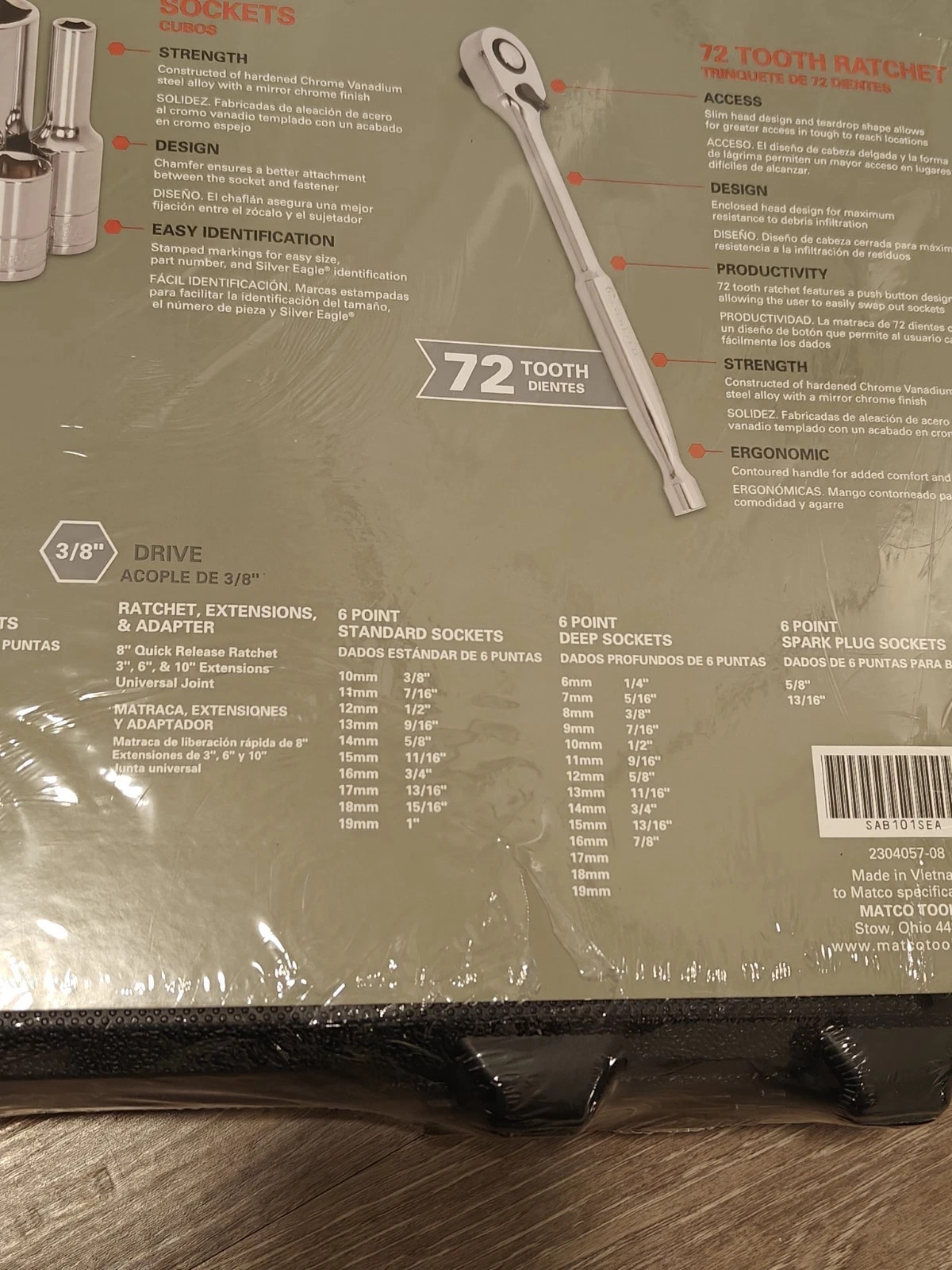 Matco tools Master set Silver eagle 101 piece chrome set SAB101SEA