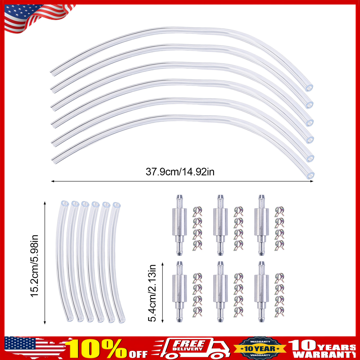 6 PCS BRAKE BLEEDER HOSE, ONE WAY CHECK VALVE TUBE BLEEDING TOOL KIT SILVER US