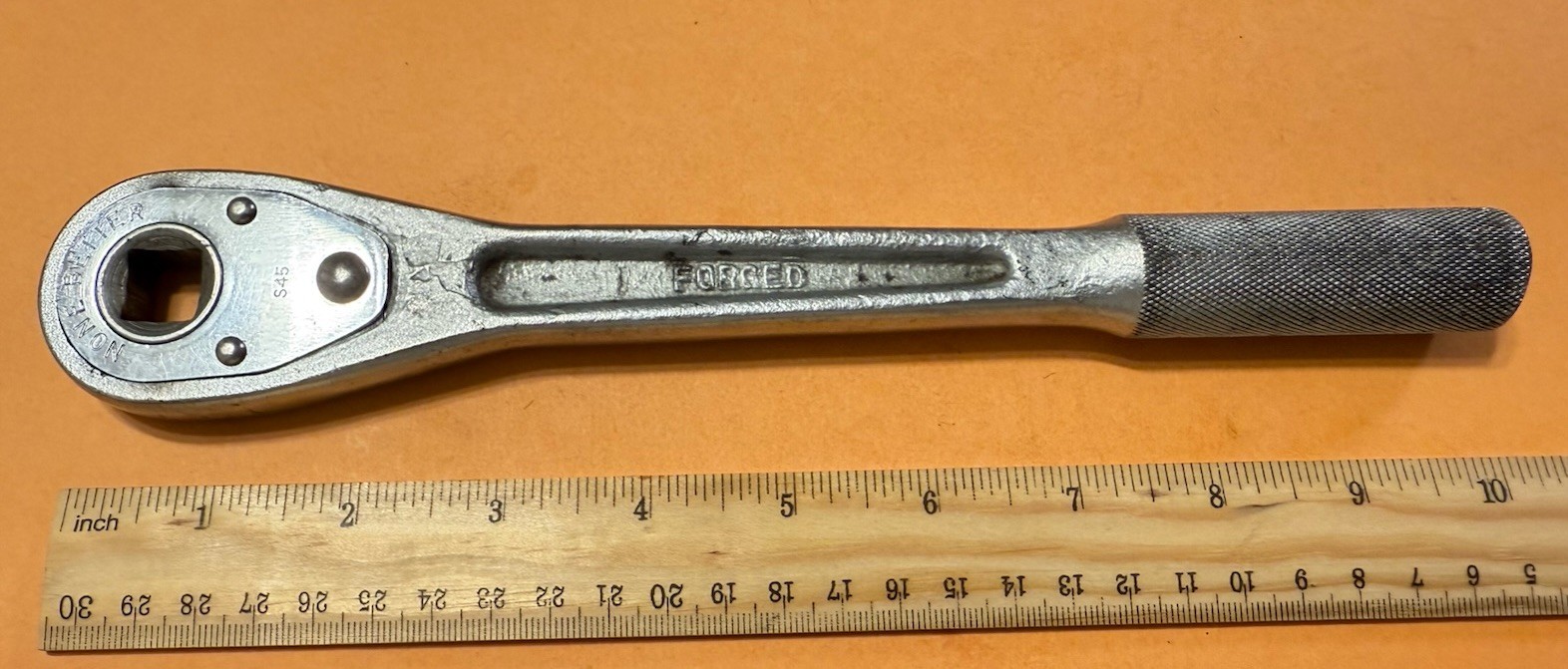 Vintage None Better 1/2″ Female Drive Knurled Handle Ratchet S45 Made in USA 10”
