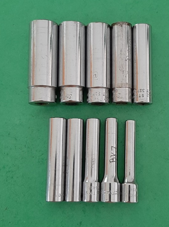 10pc Snap-on Tools USA 1/4″ Drive SAE Deep 12pt POINT Chrome Socket Set READ!!