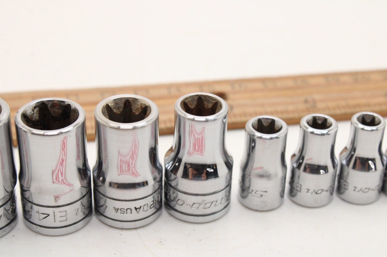 Snap-on FLE/TLE 10 Piece 1/4″ 3/8″ Drive Inverse Torx Socket Set Chrome USA