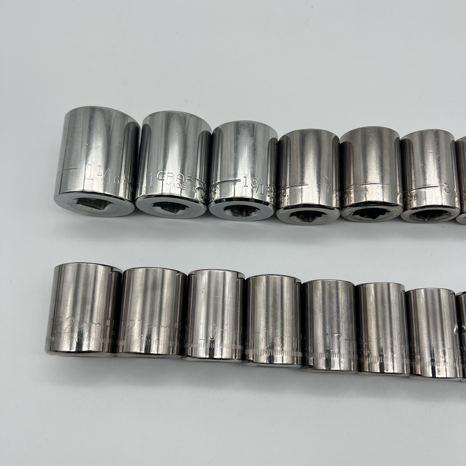 Craftsman 1/2” Drive Ratchet Metric And SAE Socket Set 24pc Made In USA