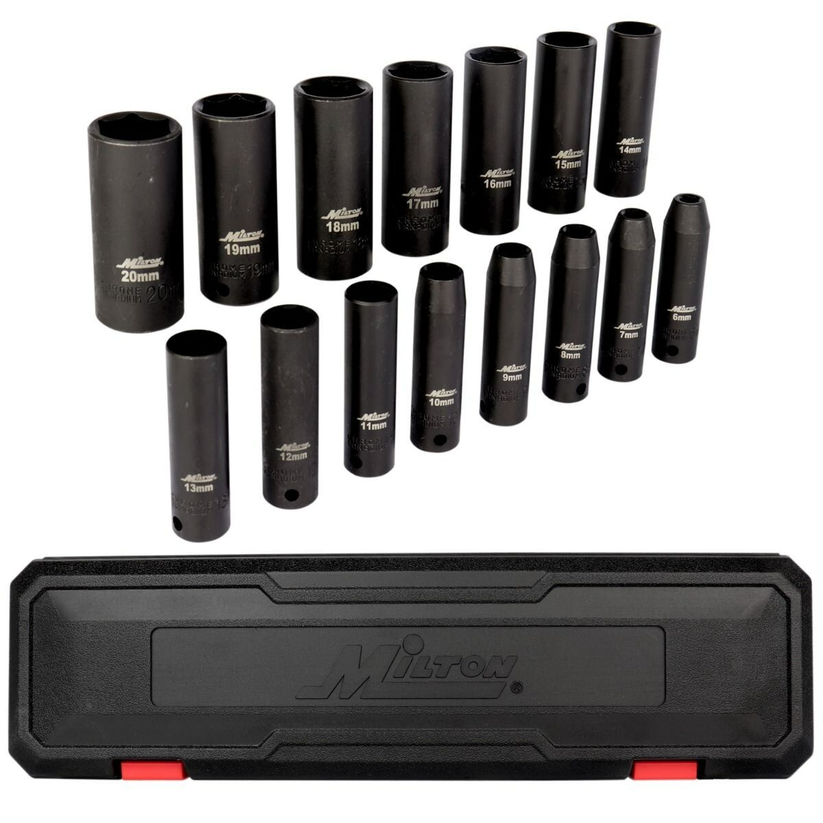 Milton® 15-Pc. 3/8” Drive Deep 6-20 Metric Impact Socket Set