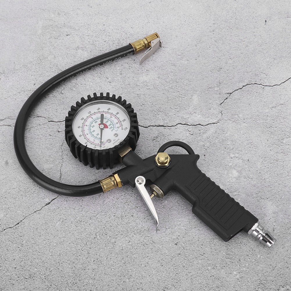 220PSI Automobile Tire Pressure Gun Inflator Gauge For Trucks Motorcycles