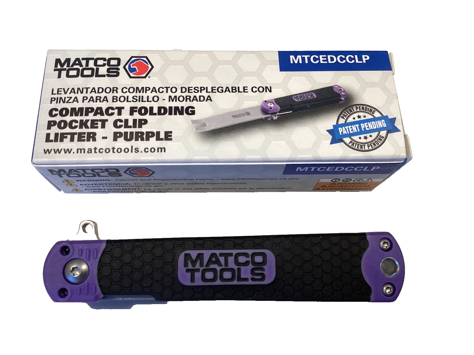 Matco Tools NEW PURPLE Compact Folding Pocket Snap Locking Clip Lifter MTCEDCCLP