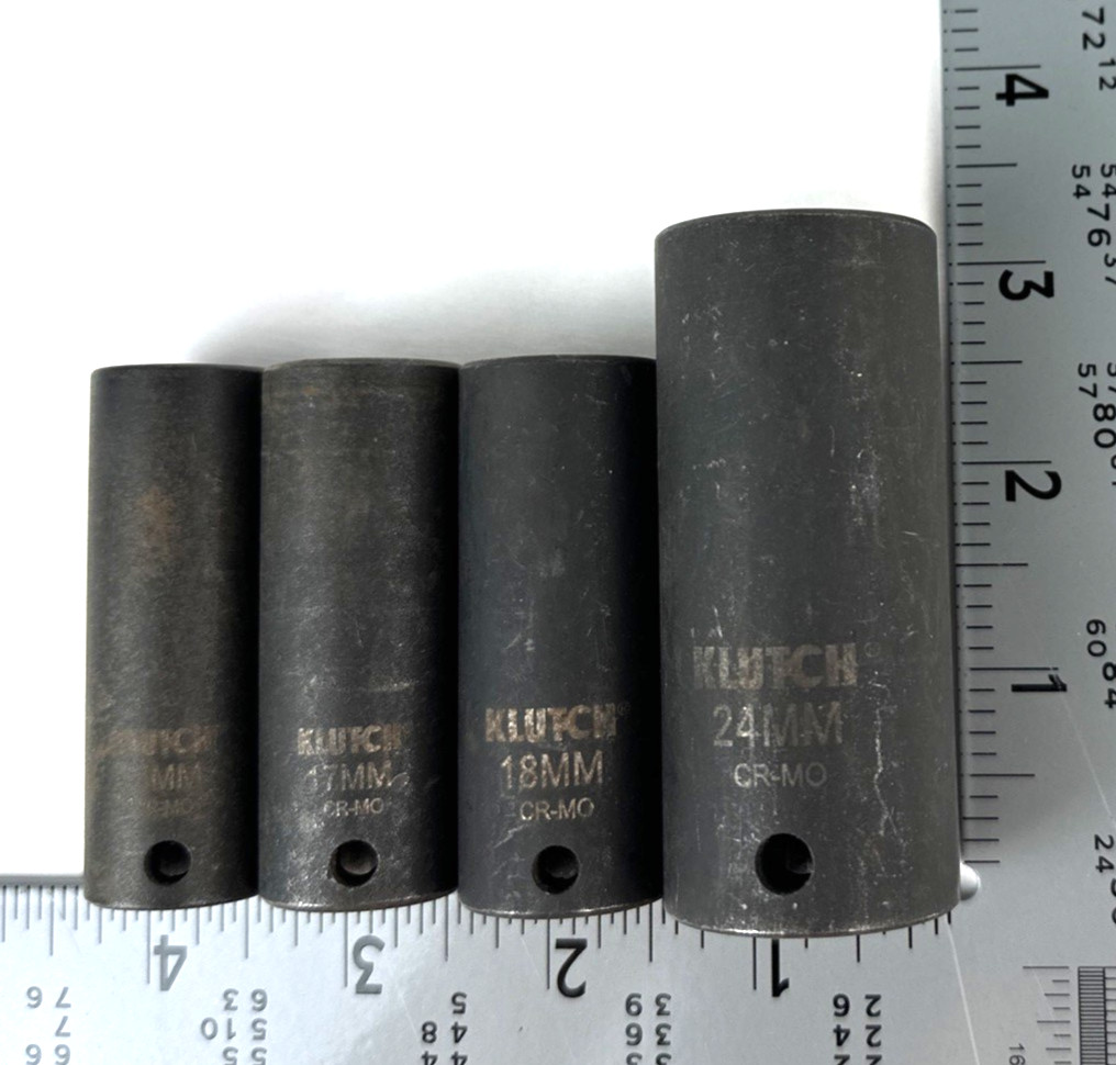 Vintage Klutch Impact Sockets, Chrome Molybdenum + 1 Expert by Mac, Free Ship