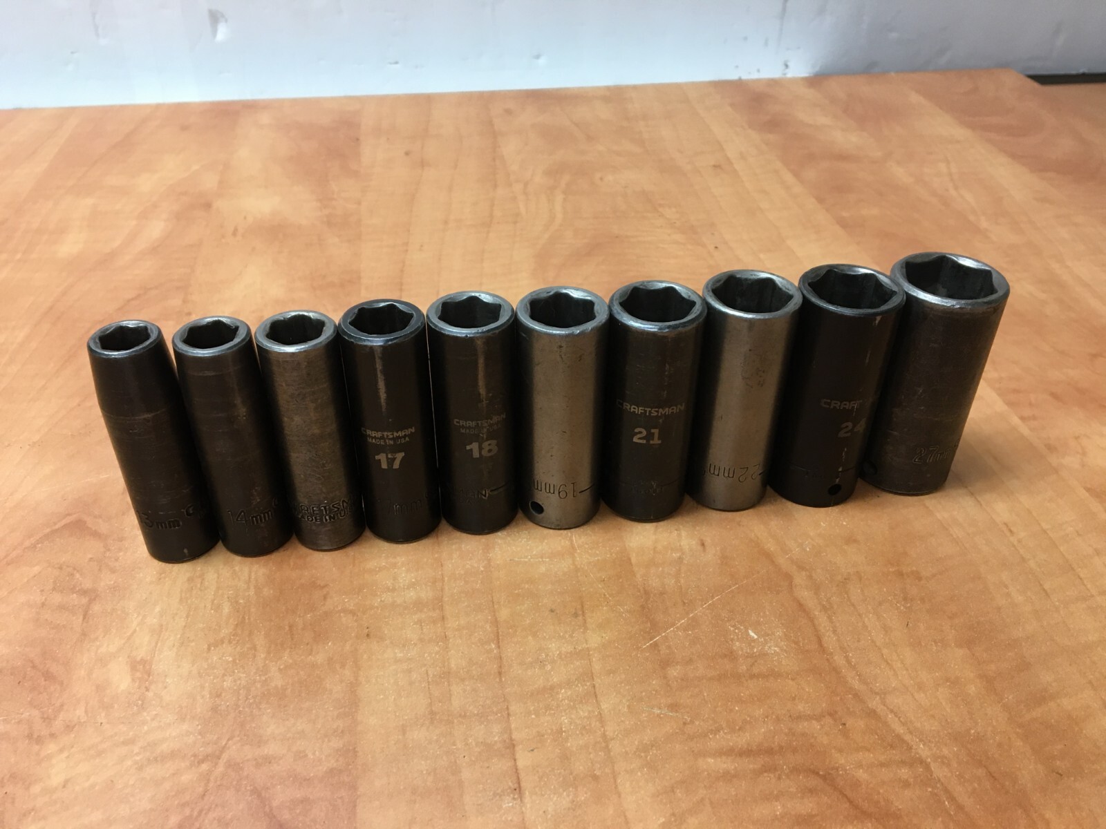 CRAFTSMAN 1/2″ DR METRIC DEEP IMPACT SOCKET SET 13 14 15 17 18 19 21 22 24 27mm
