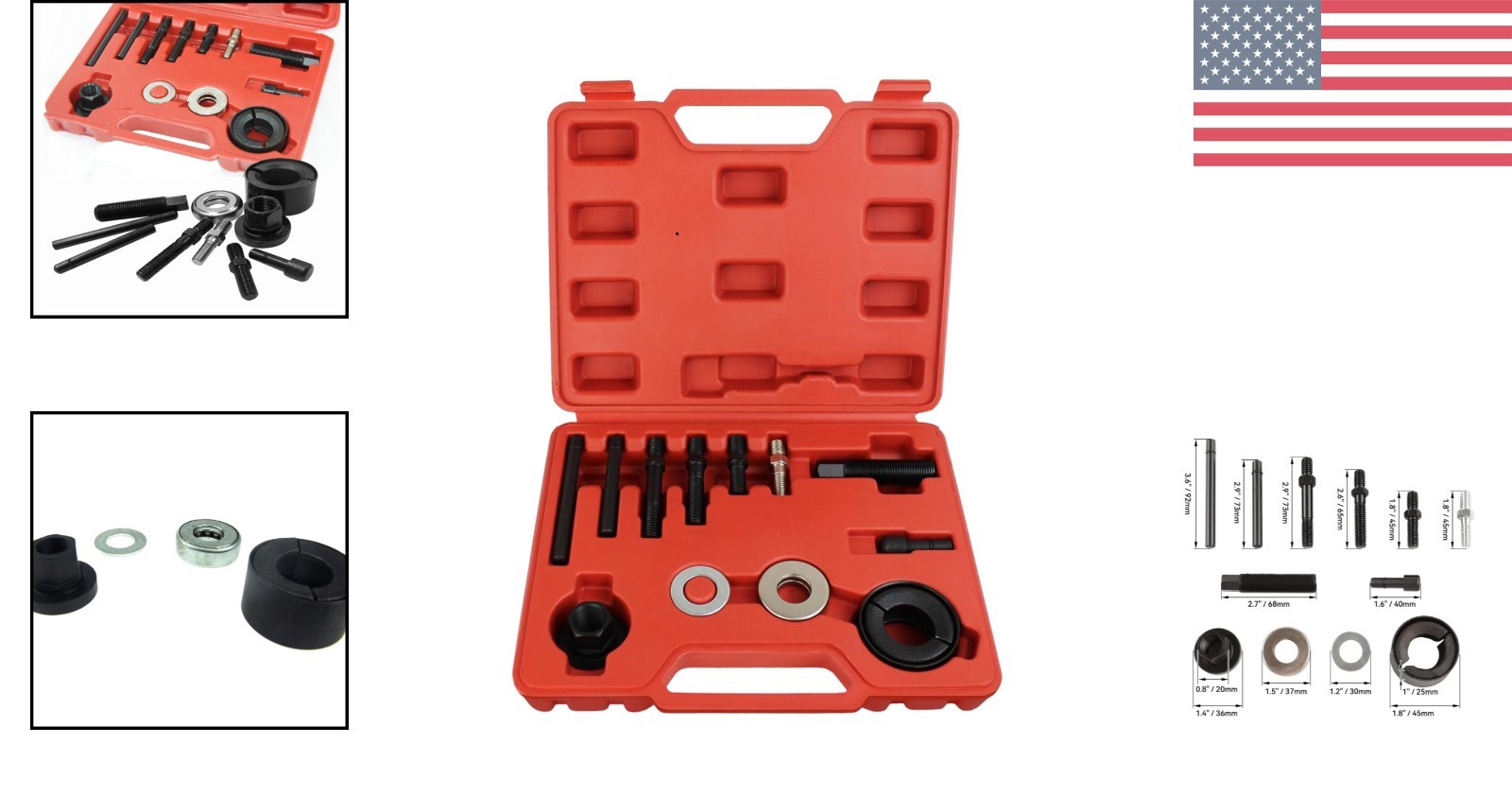 Professional Grade Carbon Steel Pulley Puller & Installer Kit for Cars & Trucks