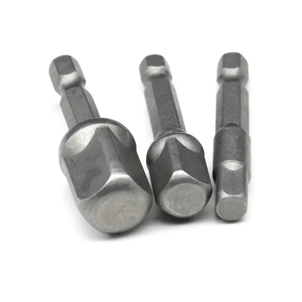 3PC 1/4″ HEX SHANK DRILL BIT TO 1/4 1/2 3/8 INCH SQUARE DRIVE SOCKET ADAPTOR SET