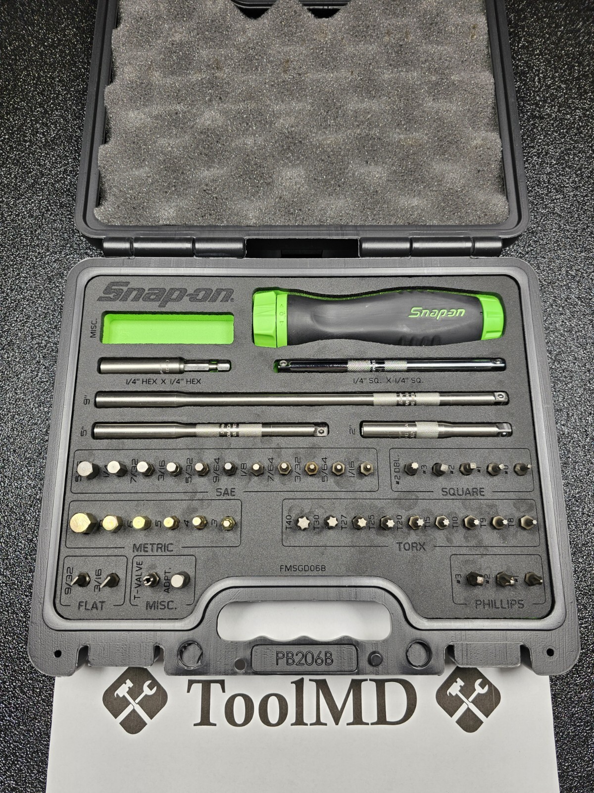 Snap-on Tools USA NEW GREEN Ratcheting Screwdriver Master Set w/Case SGDMRC44FG