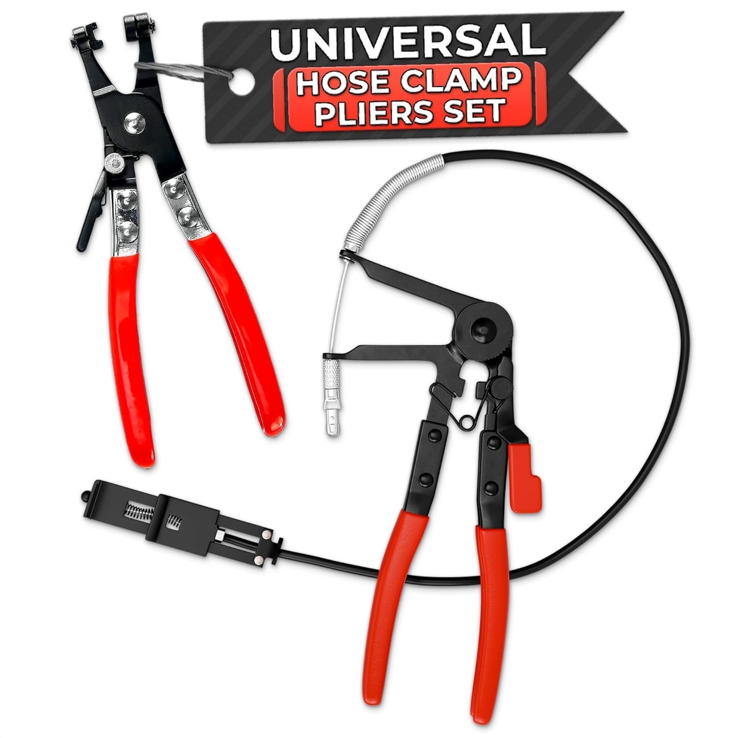 Non-Slip Rubber Handle Radiator Hose Clamp Pliers – 8.2″ & 8.6″ Durable Set