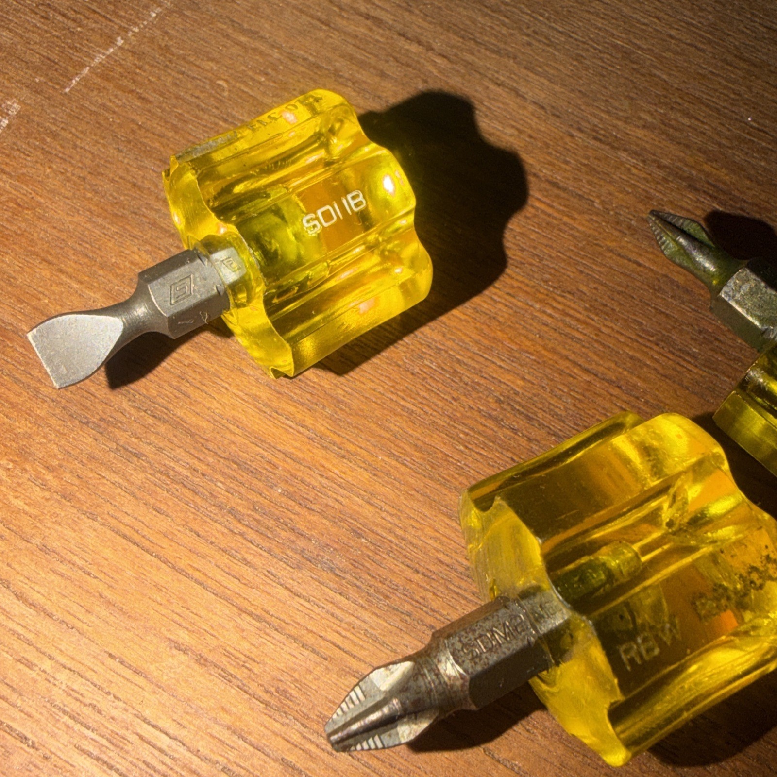 Snap On Micro Stubby Short Amber Screwdrivers SDP1 SDP2 SD11 Flat Slot Phillips