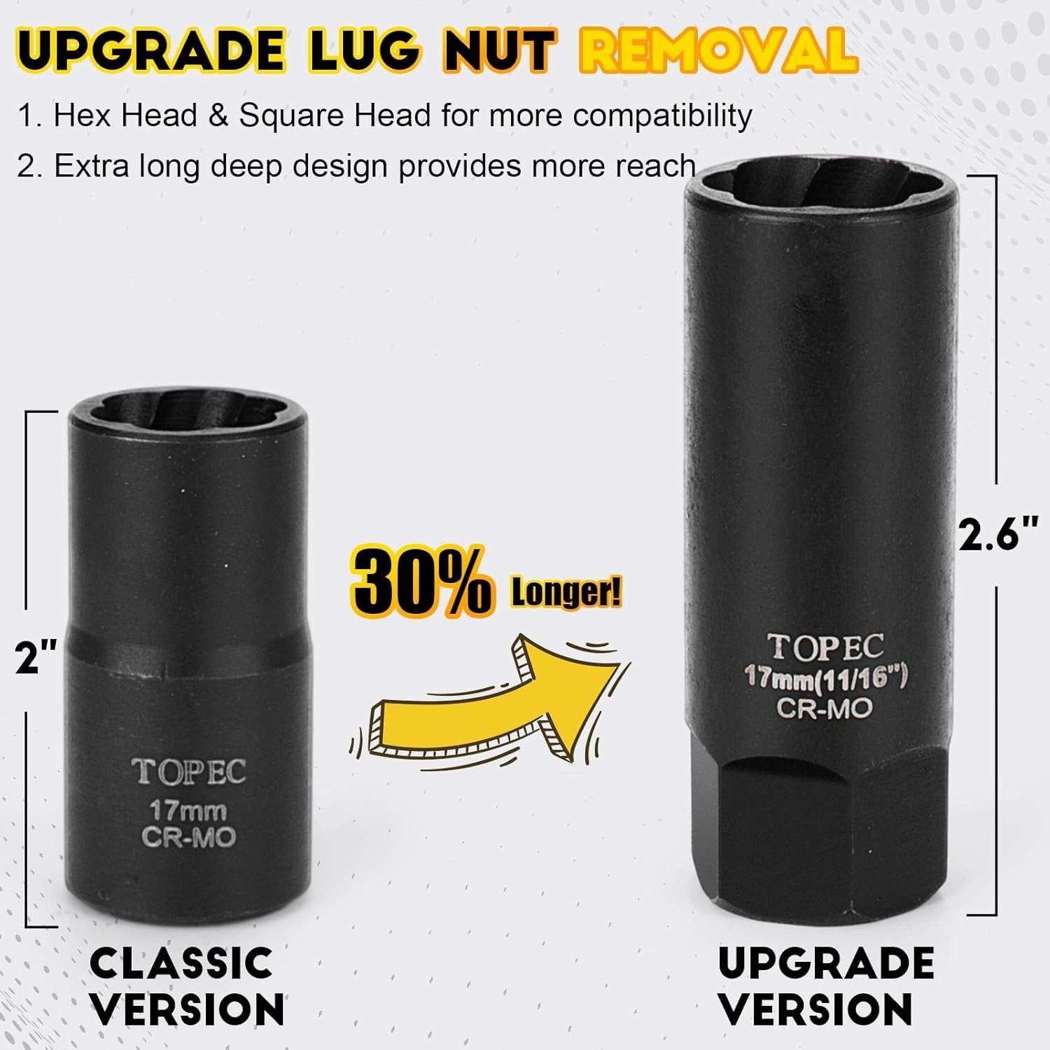 10PCS Deep Lug Nut Remover Heavy Duty, 1/2″ Drive Impact Wheel Lock Removal Kit,
