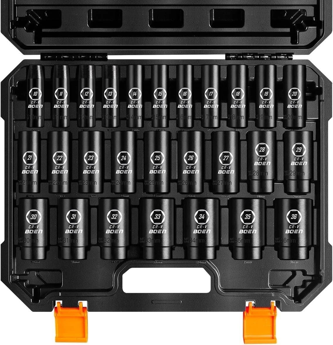 Precision 27PCS Metric Deep Socket Set with Laser Markings and Portable Case