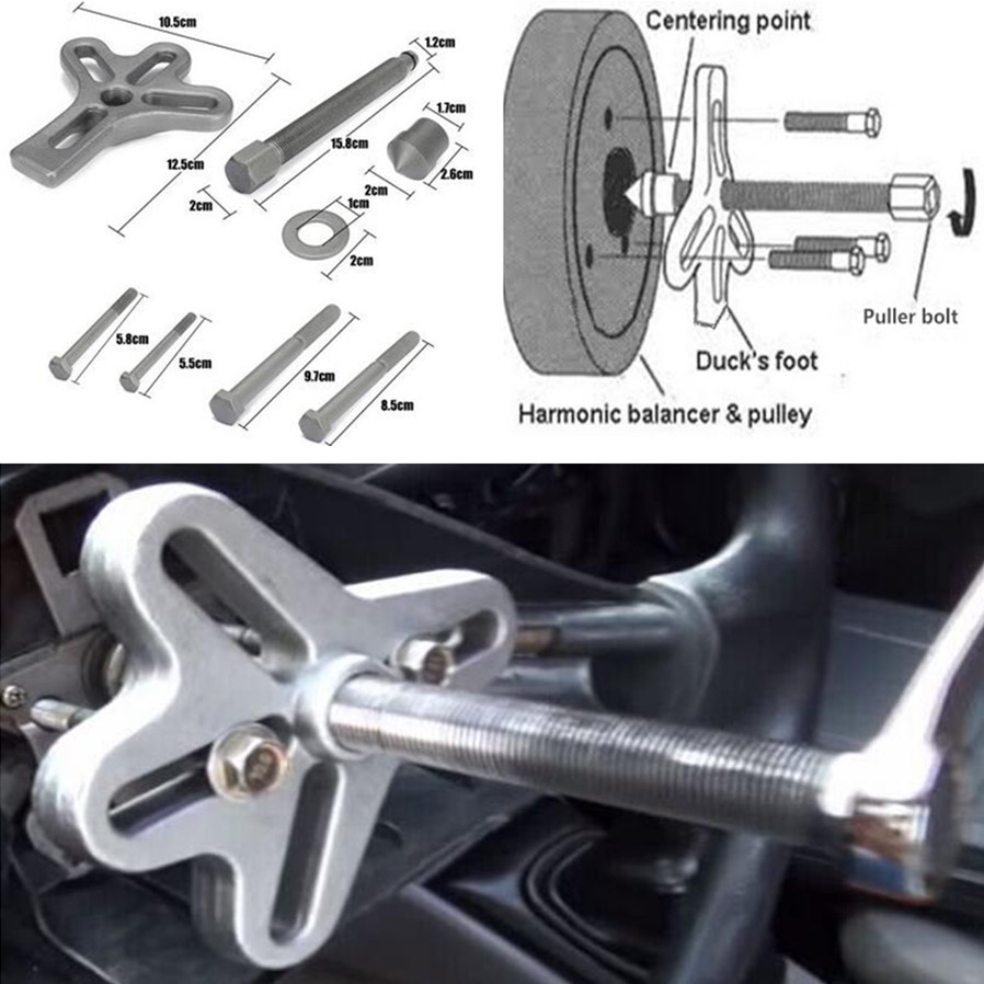 Car Harmonic Balancer Steering Wheel Puller Kit Gear Pulley Crankshaft Tool 23x