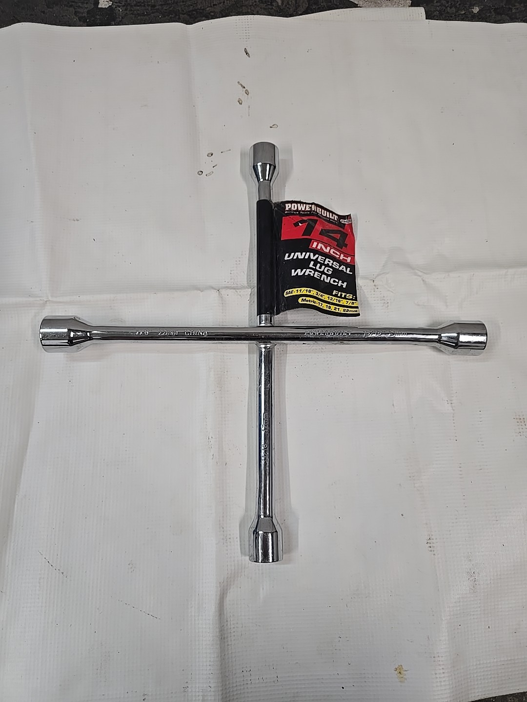 Power Built Universal 4 Way Lug Wrench 14 In. Automotive Tools Chrome Steel
