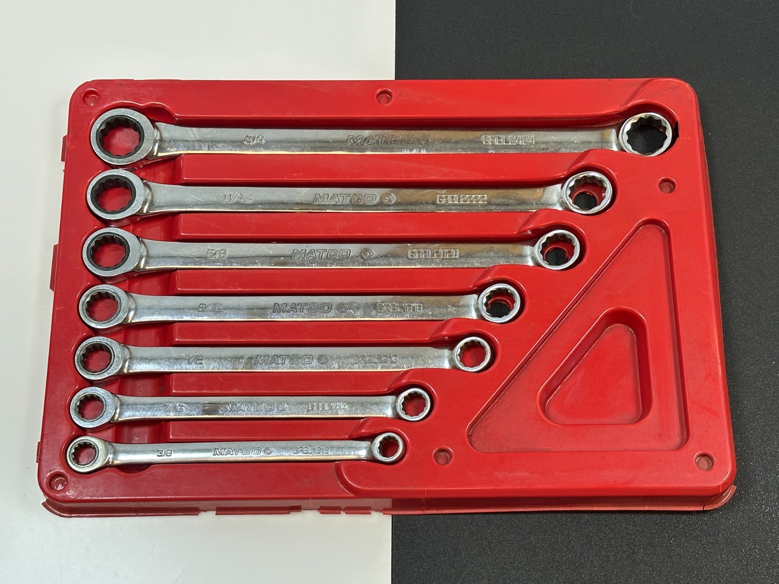 🇺🇸 Matco Tools USA SGRBL7T Pro Swing 7pc Box End Ratcheting Wrench Set, 12 Pt.