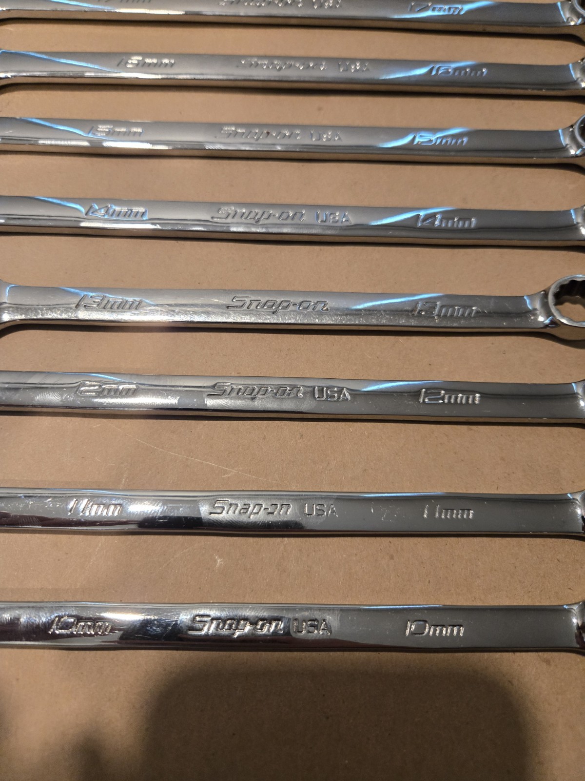 Snap On USA 10MM-19MM 12PT Metric Long Flank Drive + Combination Wrenchs READ AD