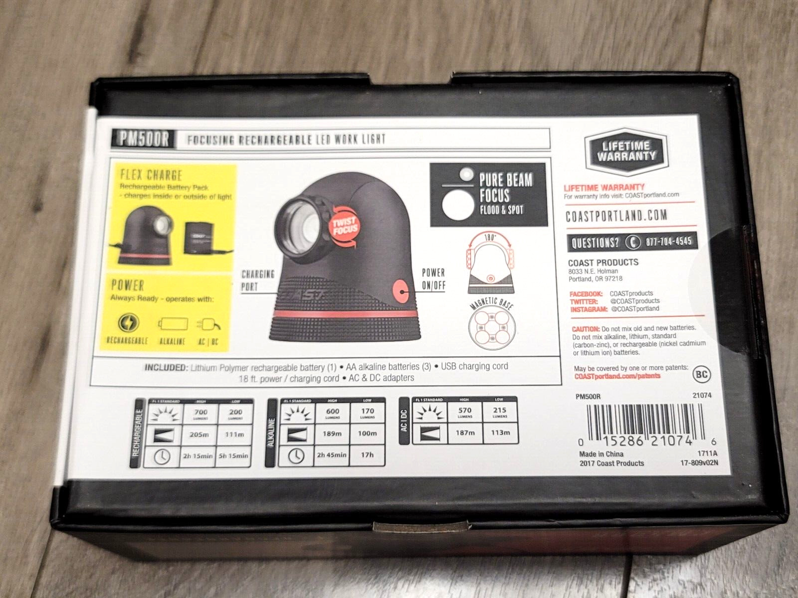 Coast Rechargeable Swivel Head Work Light 500L w/Magnetic Base & Adjustable Beam