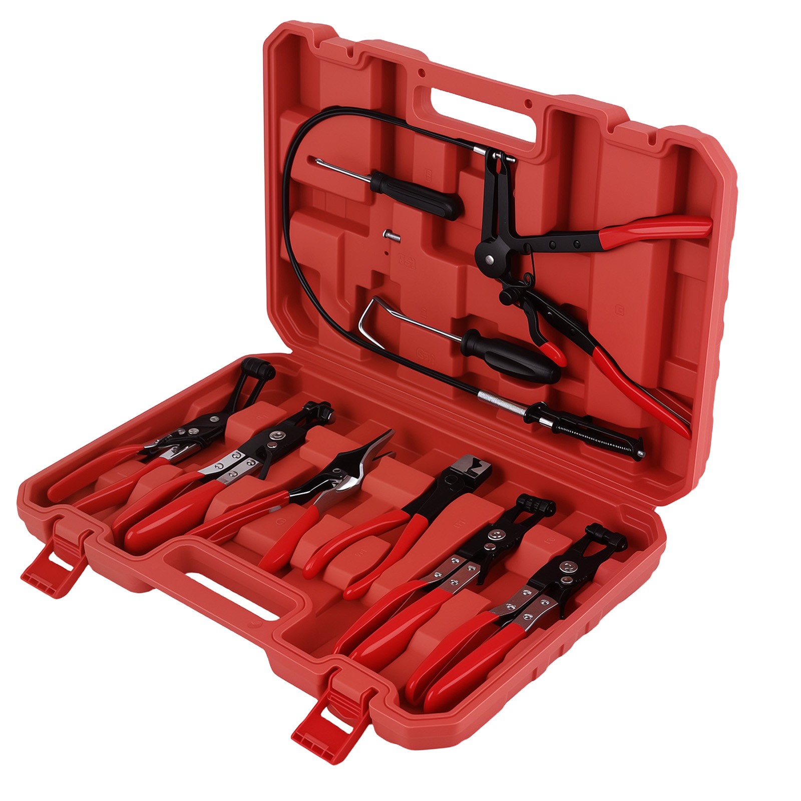 9PC Wire Hose Clamp Clip Pliers Set Swivel Jaw Fuel Oil Water Hose Auto Tool Kit