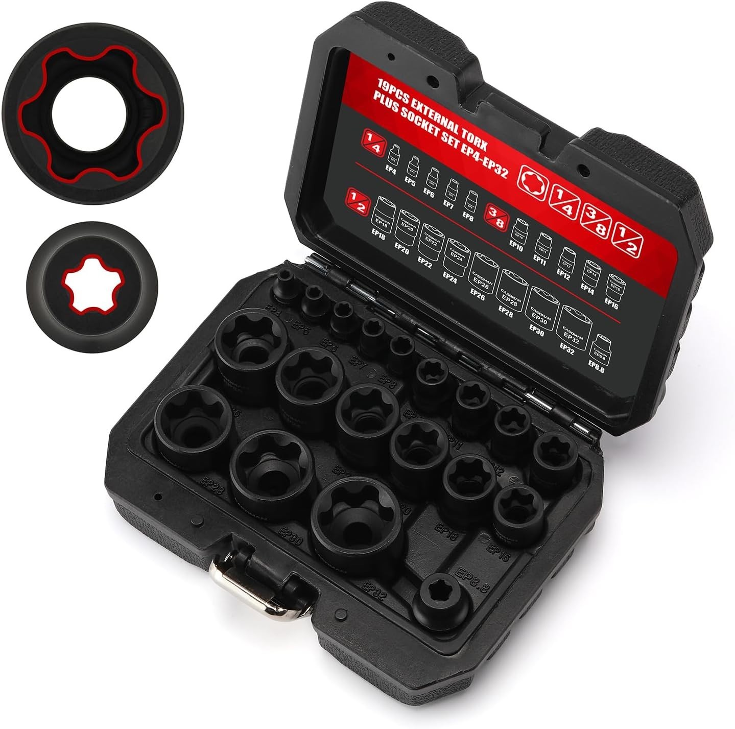19PCS External Torx Plus Socket Set Chrome Vanadium 6 & 5 Point EP Compatible