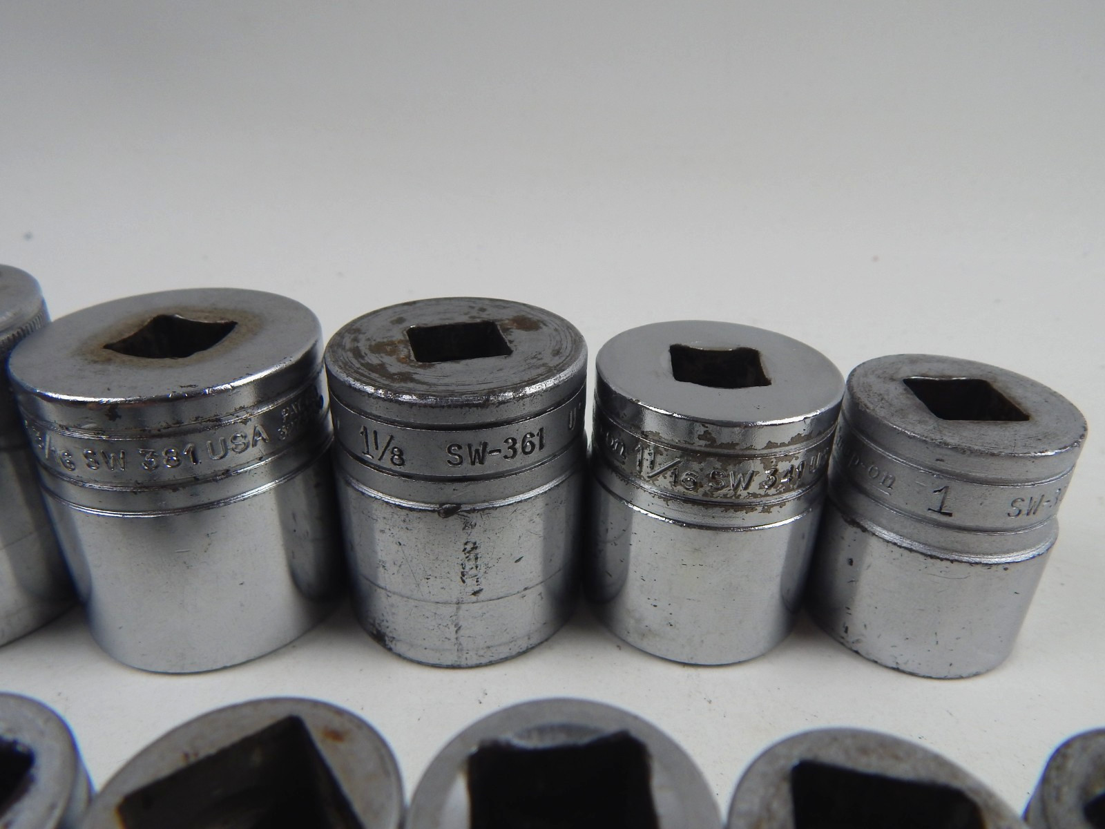 Snap-On SW 12 Point SAE 1/2″ Drive Shallow Socket Set 7/16 to 1-7/16″ USA 21pc