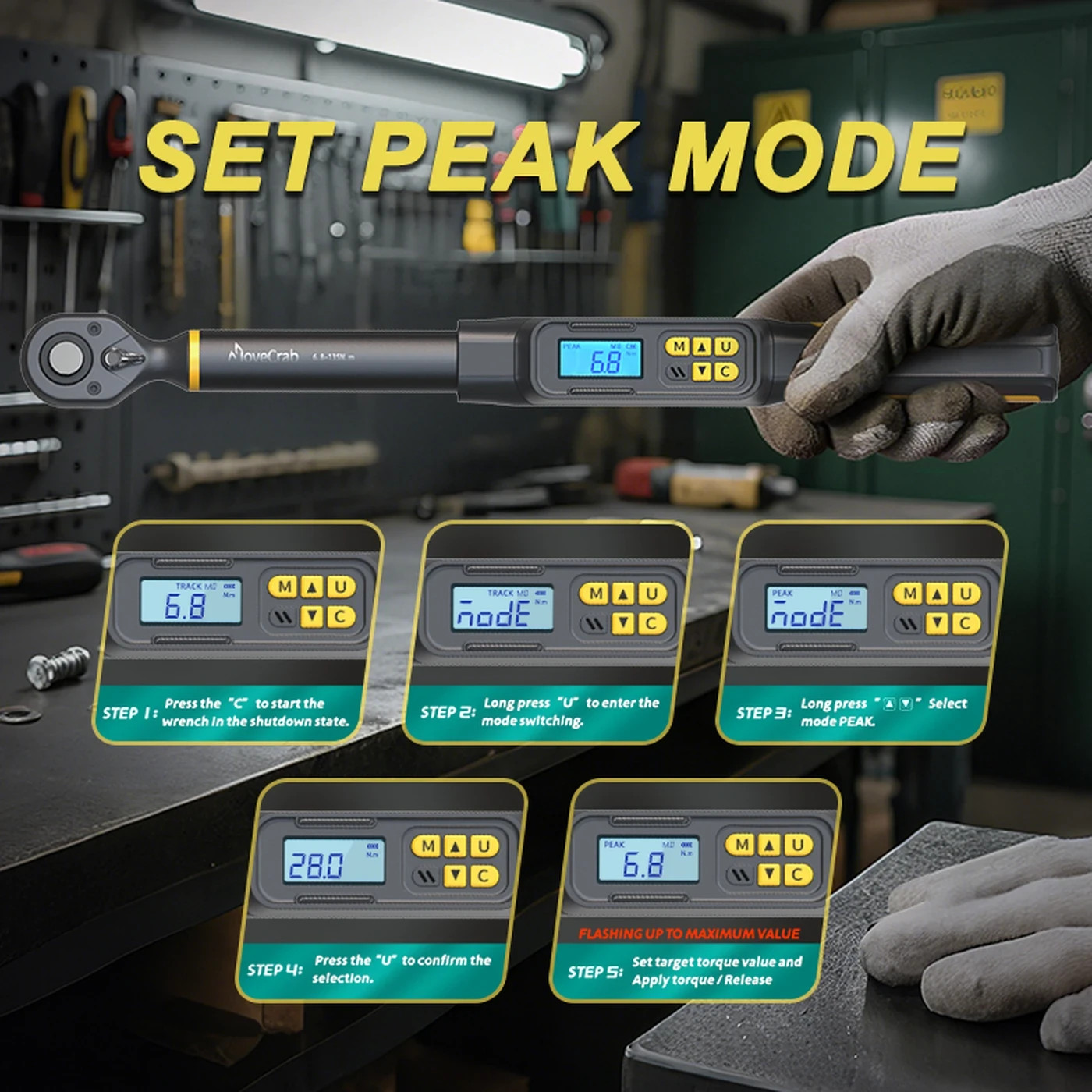 Professional Digital Torque Wrench 1/2″ Drive 6.8-135N.m ±2% High Accuracy LED