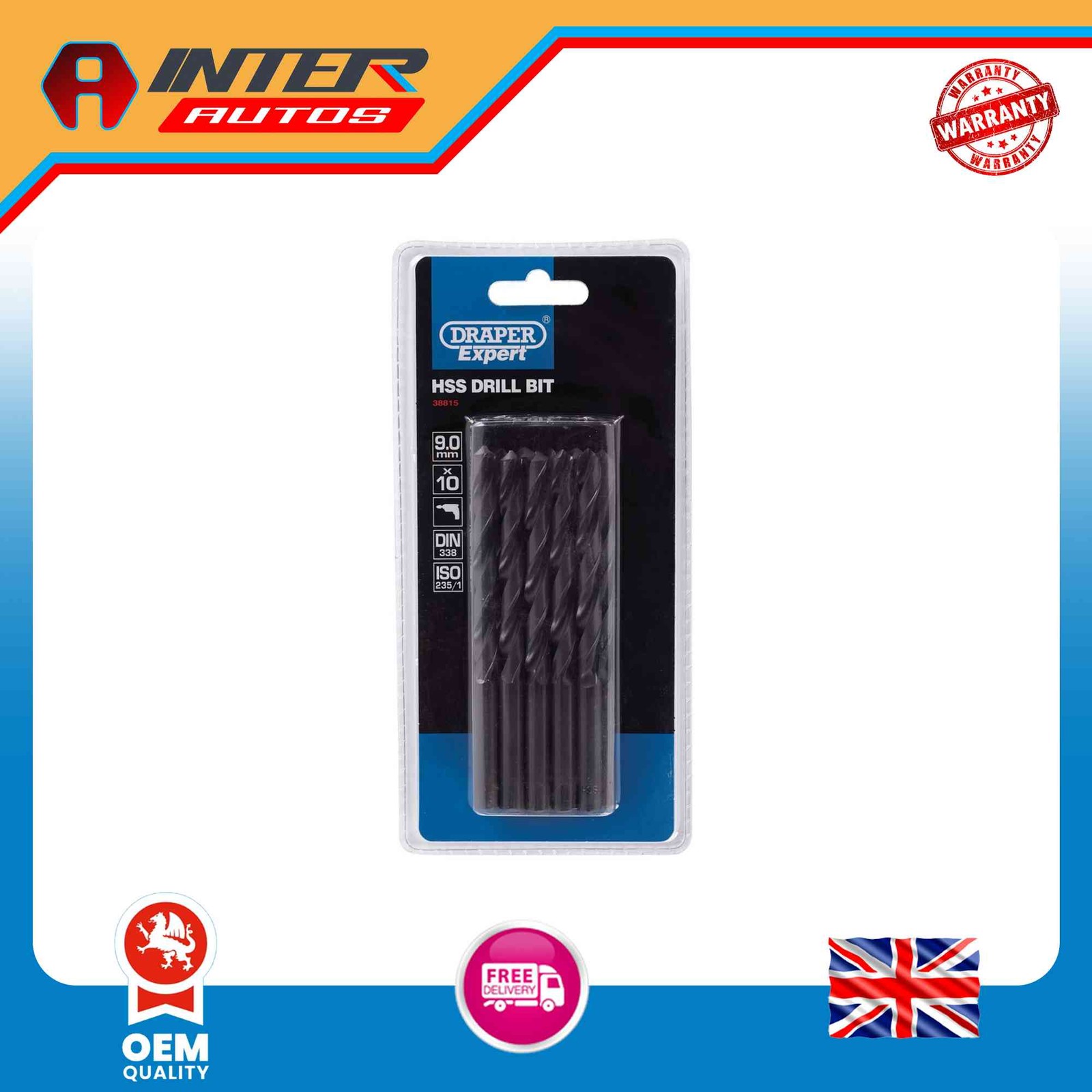 Draper Expert HSS Drill Bit, 9.0 x 220mm (Pack of 10) 38815