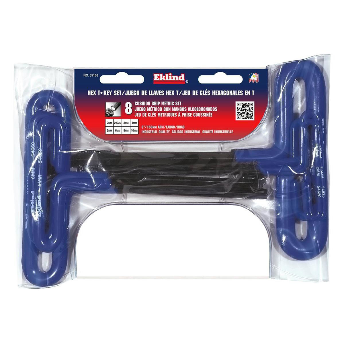 Eklind Tool 55168 8 Piece 6″ Cushion Grip Metric Hex T-Key Set