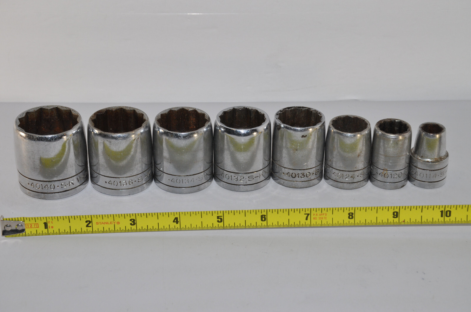 SK Wayne 8pc 1/2″ Drive 12 Point SAE 7/16 to 1-1/4 Shallow Socket Set USA