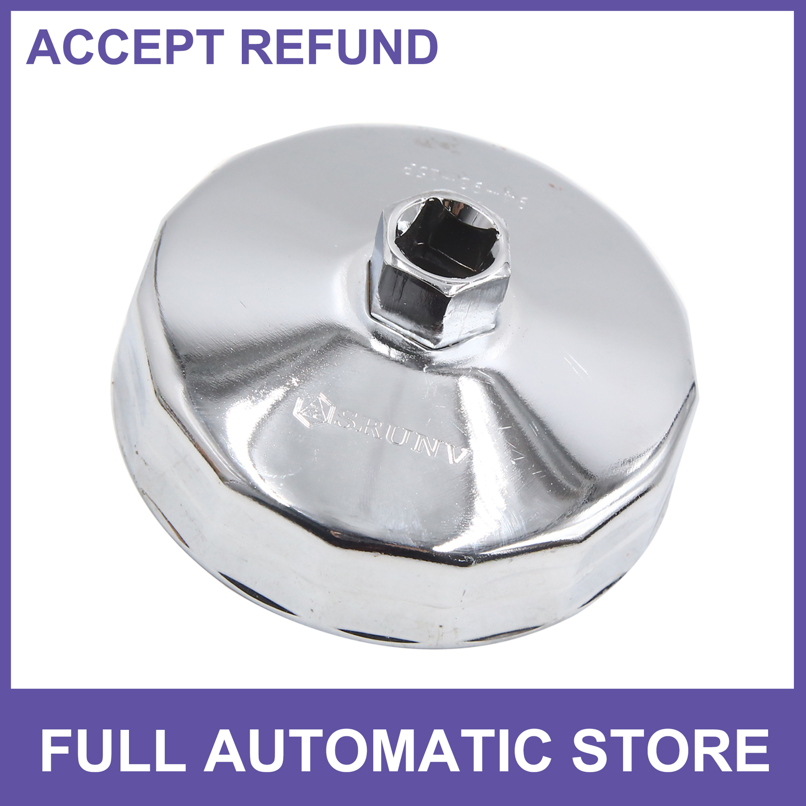 93-94mm 15 Flutes Silver Tone Metal Oil Filter Cap Wrench Socket Remover Tool