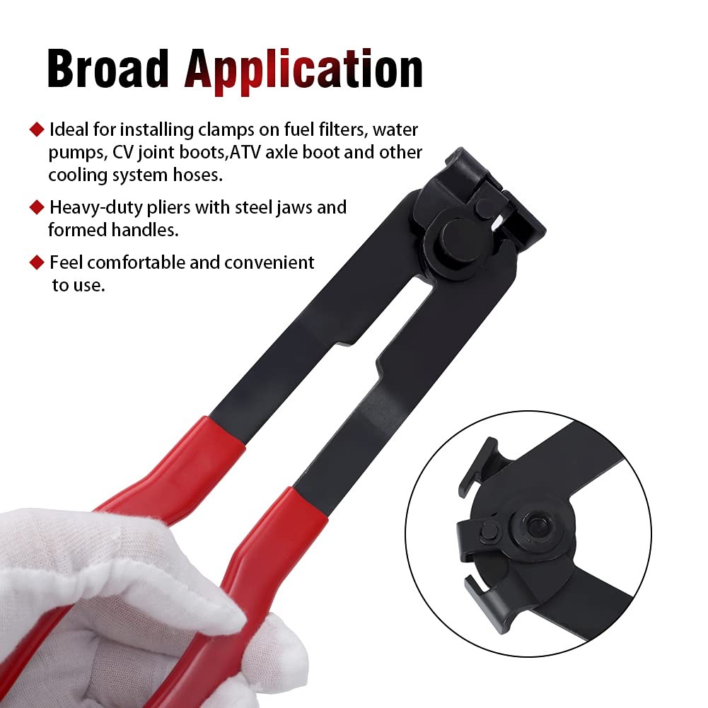 CV Joint Boot Clamp Pliers Kit With 24 Crimp Bands Auto Banding Tool Red