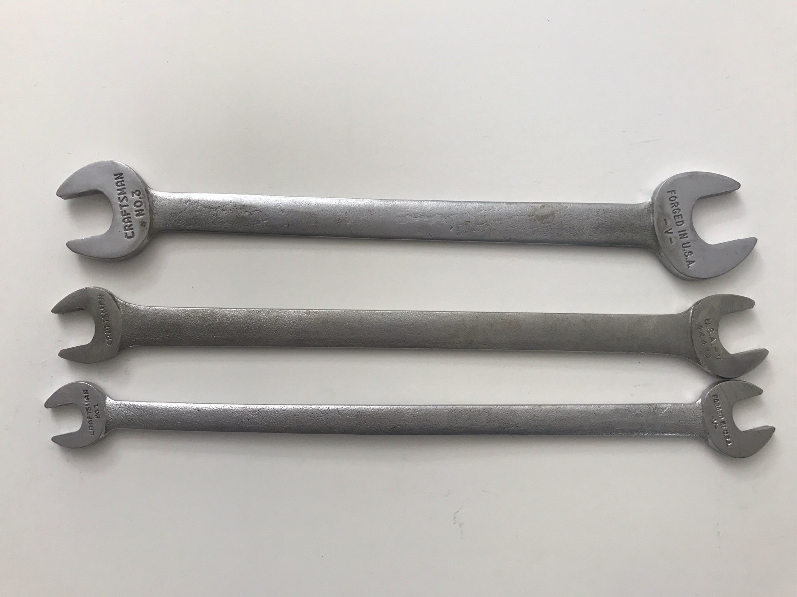 Vintage Craftsman V 3pc SAE Tappet Wrench Set USA 44475, 44472, 44473 READ DESC