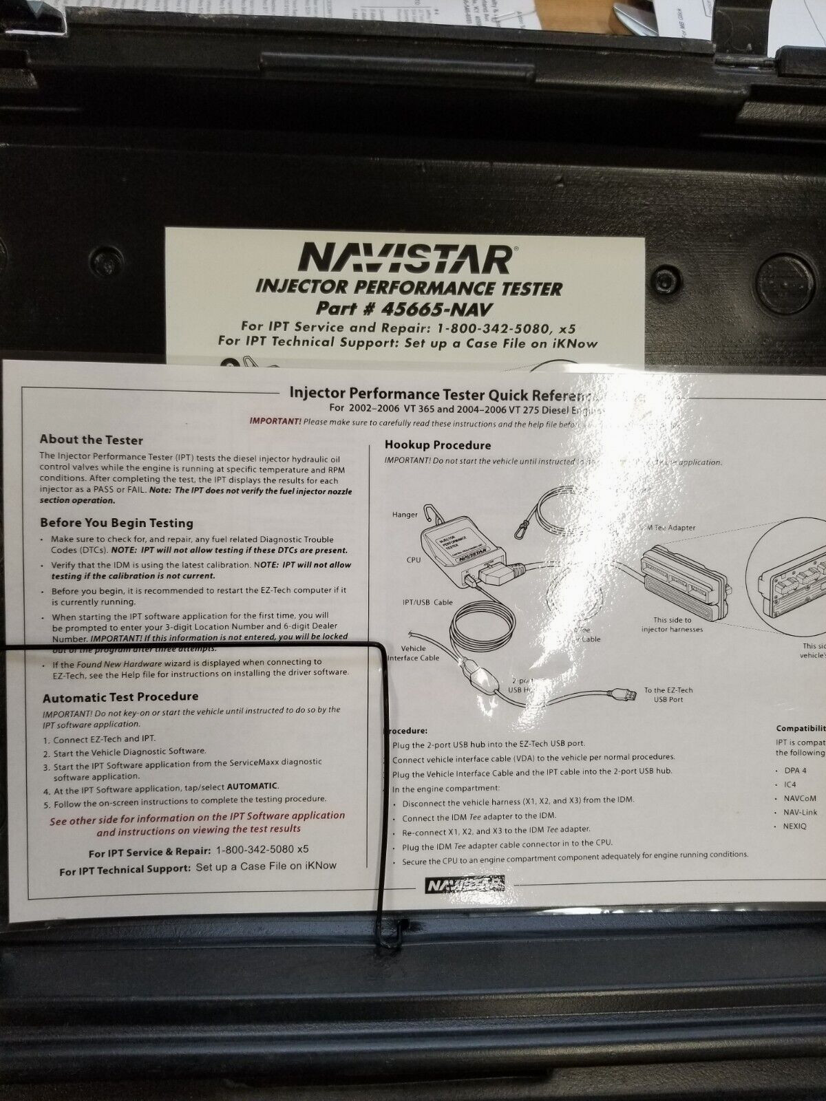 International NAVISTAR 45665-NAV Injector Performance Tester Kit VT365 & VT275