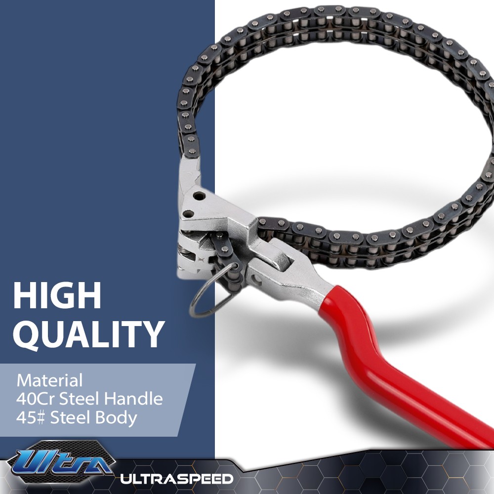 Ratcheting Chain Wrench Oil Filter Change Pipe Fittings 60-160mm Heavy-Duty