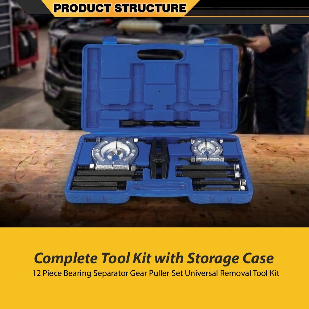 12PCS Bearing Separator Kit 5 Ton Gear Hub Puller Fly Wheel Removal Tool