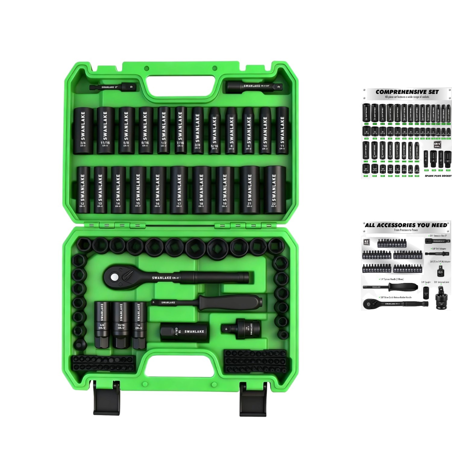 High-Torque 105-Piece Socket Set with Laser-Etched Markings for Precision Work