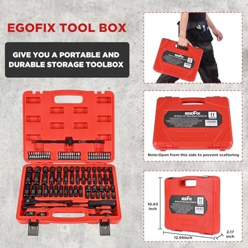 1/4 Inch Drive Impact Socket Set 90 Piece Metric SAE Ratchet Bit Kit for