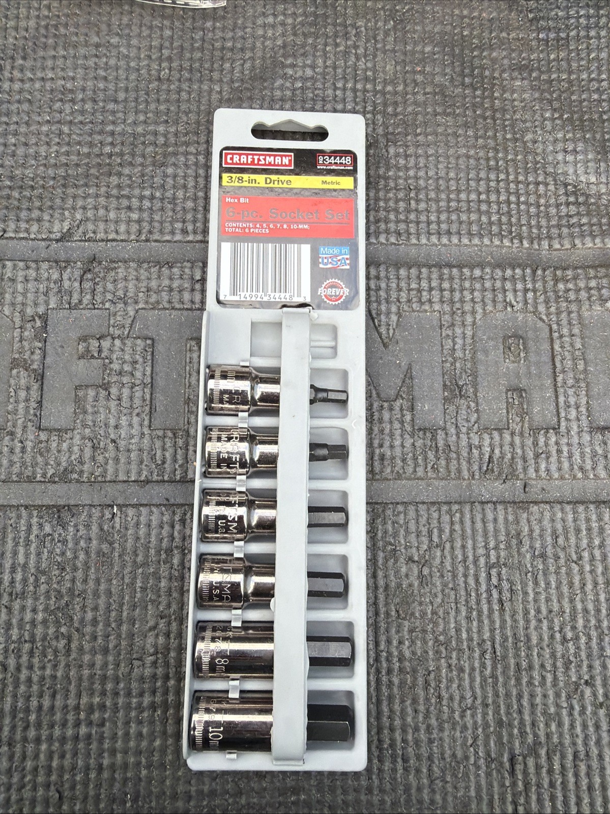 Sears Craftsman USA 6pc Socket Set 3/8 Drive Metric 34448 Hex Bit Nos
