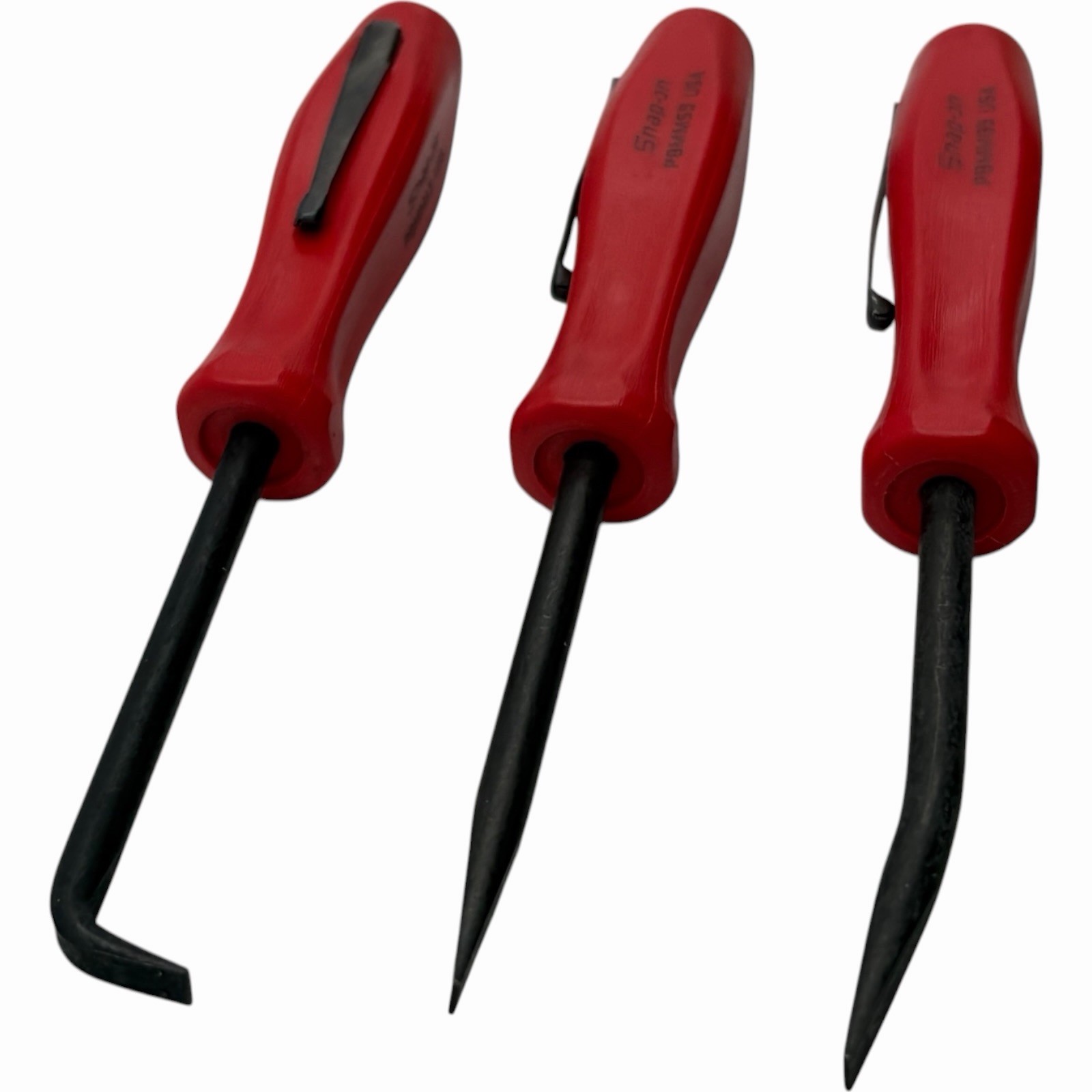 Snap On Tools Mini Magnetic Pocket Pry Bar Set 3 piece Red 5 inch Bent 90