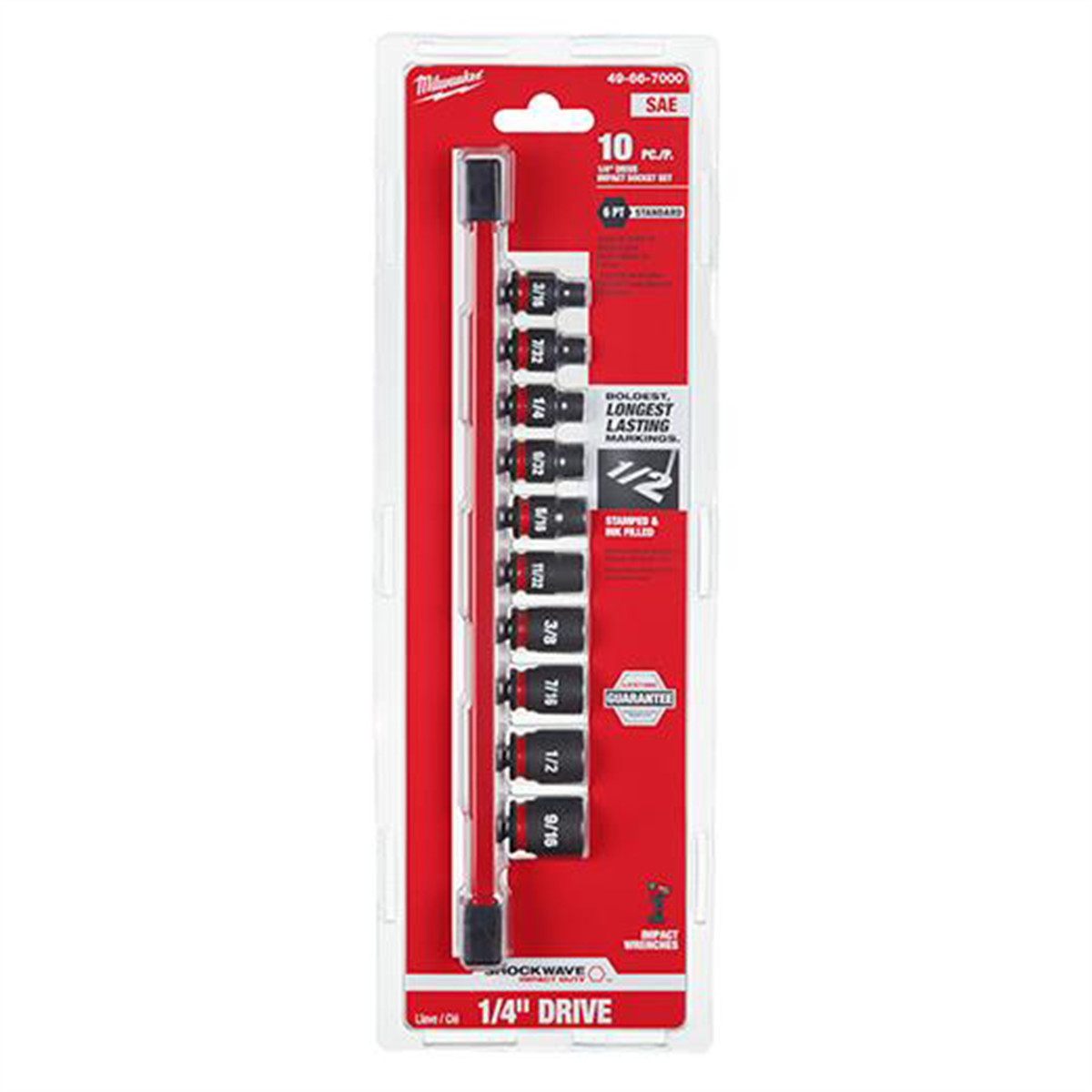 Milwaukee Tool 10PC SHOCKWAVE Impact Duty SAE Standard 6 Point Socket Set