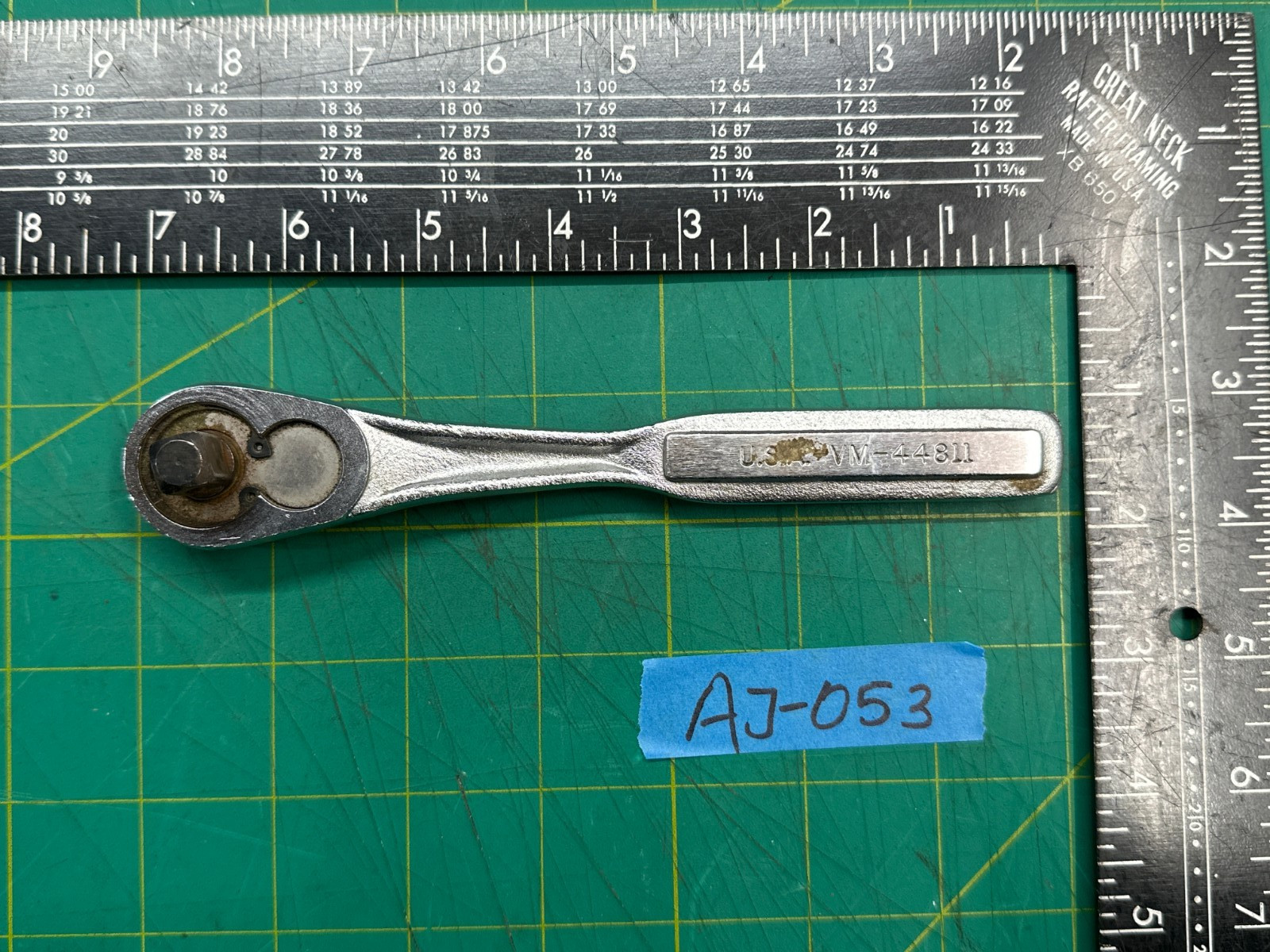 Vintage 7.25″ Craftsman VM-44811 3/8″ Drive Quick Release Ratchet Made in USA