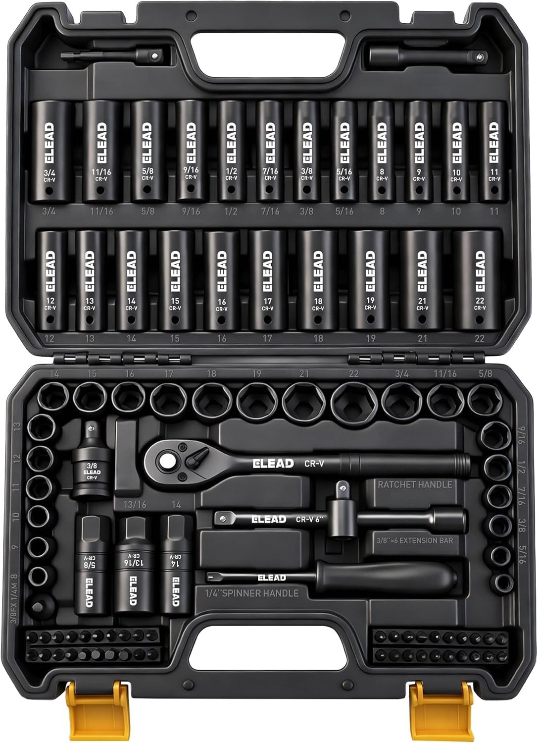 96-Piece Chrome Vanadium Impact Socket Set with Ratchet & Extensions