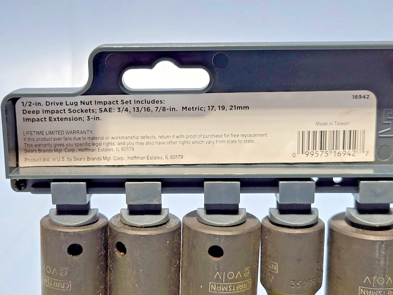 Craftsman 16942 7-Pc. SAEMetric Lug Nut Impact Set; 12-IN Drive