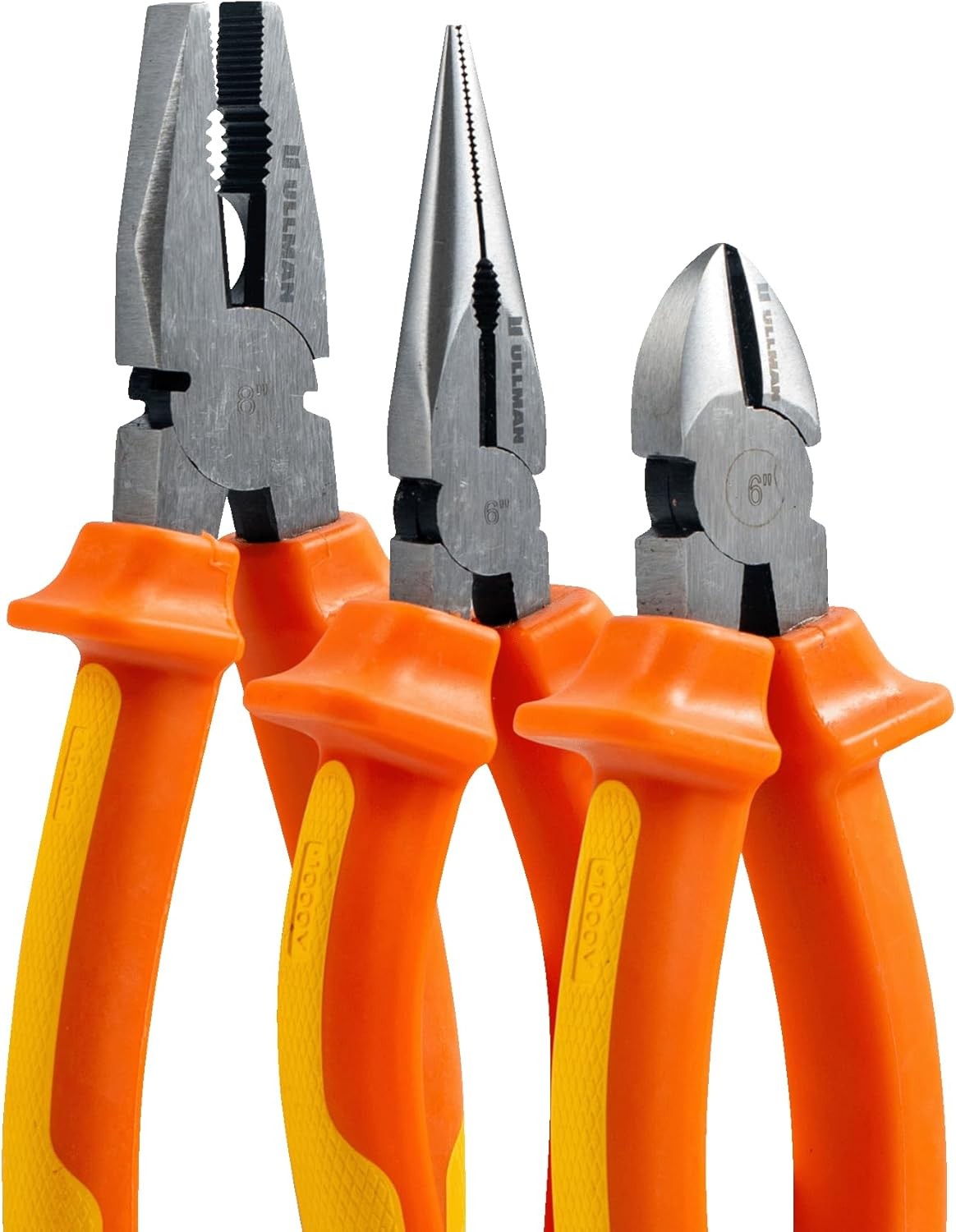 Ullman 3 Piece Insulated Pliers Set for Electricians and 3 Set, Yellow