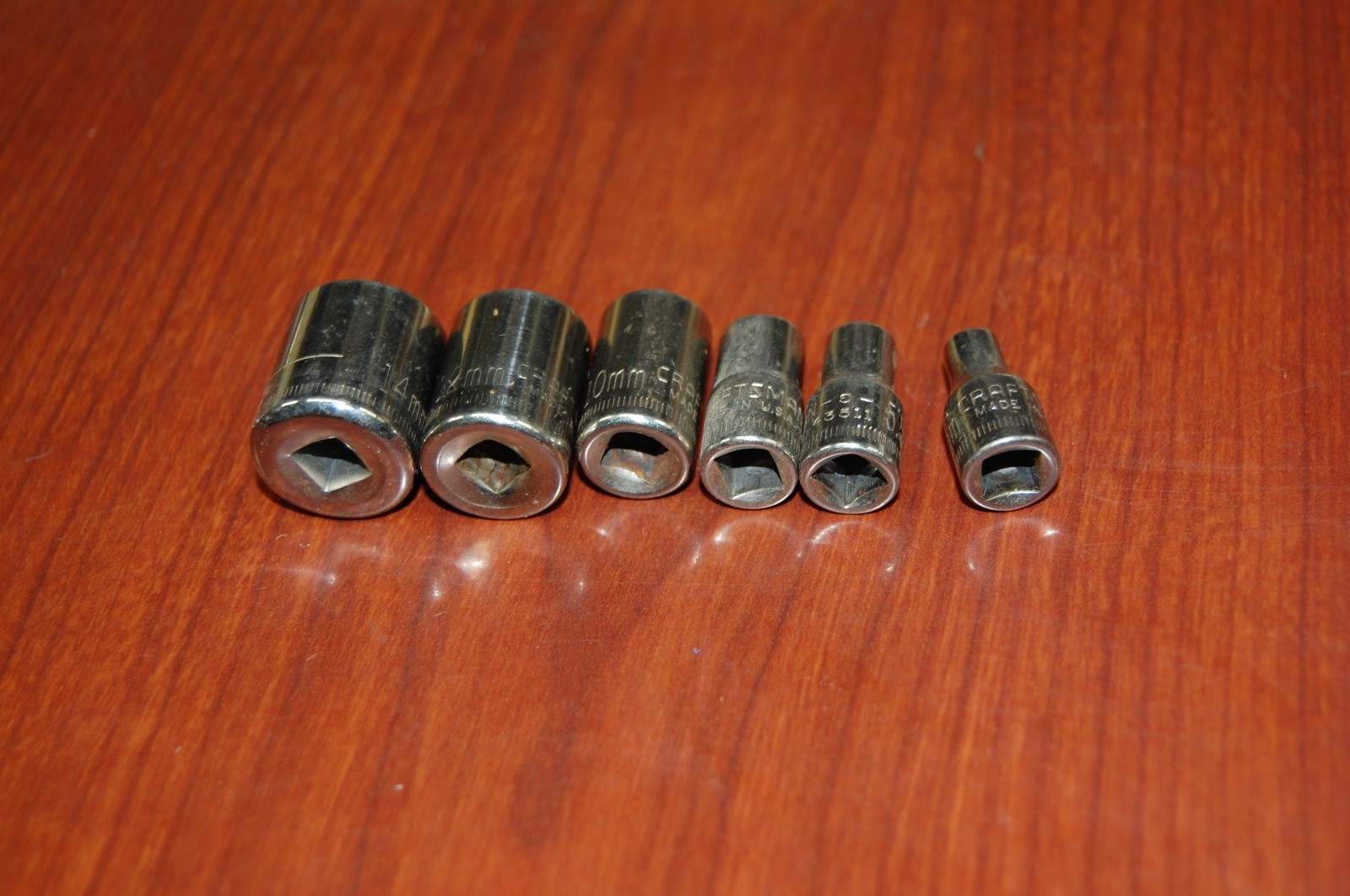A+5 1/4 Drive 6 Point Metric Sockets by Craftsman 14,12,10,7,5.5,4 Lot of 6